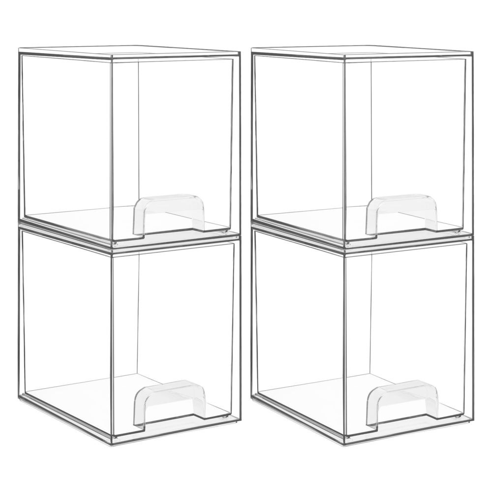 7.6" H Clear Stackable Storage Drawers, 4 Pack Plastic Organizers Bins For💐